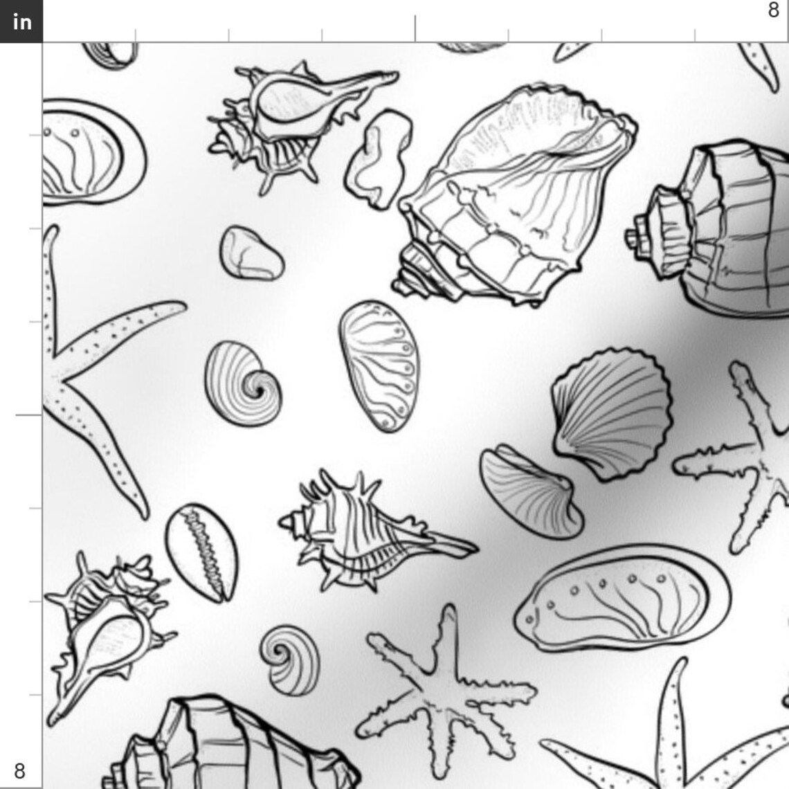 Sea Shells Fabric Shell Pattern 21x18 by Blackfeathergrass | Etsy