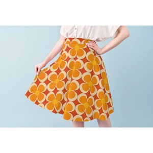 Retro Apparel Fabric - 70s Floral Large by bobbieval - Bright Floral 1970s 1960s Groovy Mcm Mod Floral Orange Clothing Fabric by Spoonflower image 4