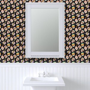 Halloween Wallpaper - Sugar Skulls Black By Mirabelleprint - Day of the Dead Custom Removable Self Adhesive Wallpaper Roll by Spoonflower image 8