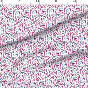 MATURE NSFW Watercolor Sex Toys Fabric - Sex Toys By Kindermama - Colorful sexuality adult Cotton Fabric By The Yard With Spoonflower image 2