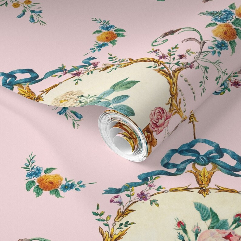 Floral Wallpaper Le Toile De Fleurs Peony by Lilyoake Pink - Etsy