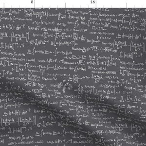 Charcoal Fabric - Math Notes On Charcoal Large By Thinlinetextiles - Charcoal Math Notes White Cotton Fabric By The Yard With Spoonflower