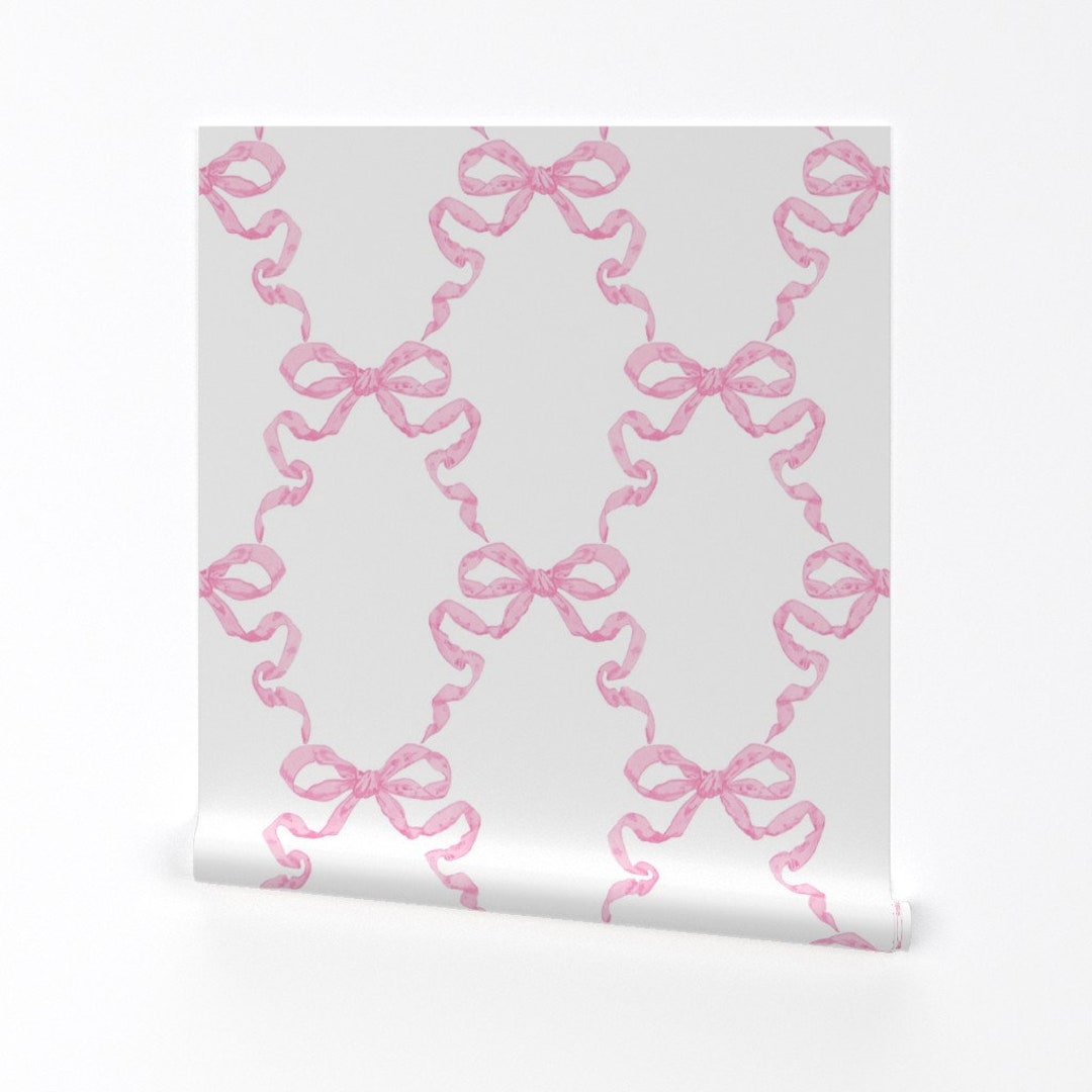 Rococo Ribbon Wallpaper Large Ribbon Trellis by Danika_herrick Pink on ...