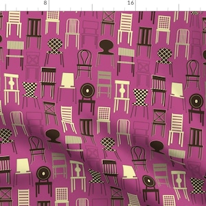 Purple Mod Chair Fabric - Have A Seat By Katerhees - Purple Abstract Mod Chair Cotton Fabric By The Yard With Spoonflower