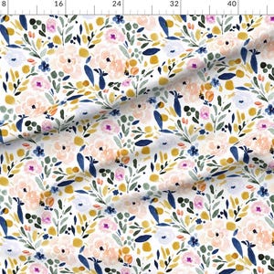 Pastel Floral Apparel Fabric - Sierra-floral by crystal_walen - Watercolor Nursery Spring Bohemian Boho Chic Clothing Fabric by Spoonflower afbeelding 2
