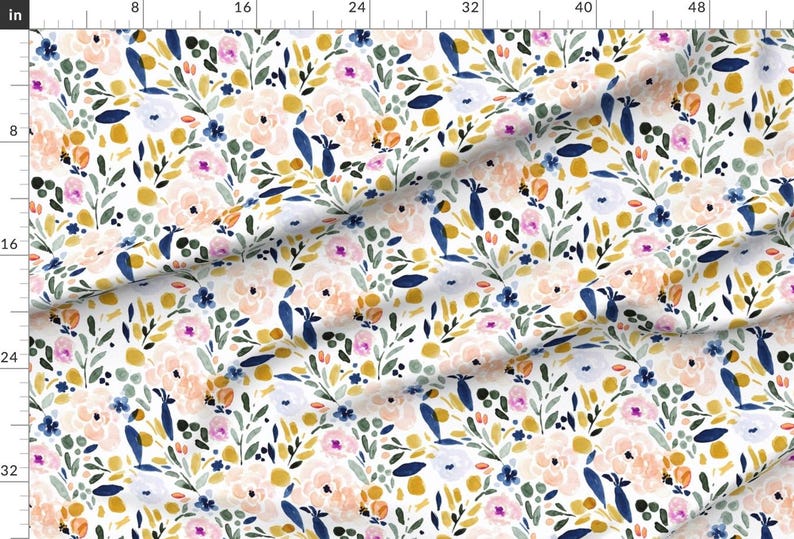 Pastel Floral Apparel Fabric - Sierra-floral by crystal_walen - Watercolor Nursery Spring Bohemian Boho Chic Clothing Fabric by Spoonflower afbeelding 2