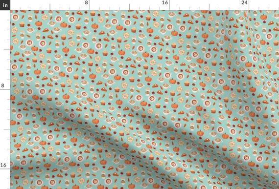 Pumpkin Spice Fabric - Mini - Watercolor Psl - Pumpkin Spice Latte, Coffee, Latte, Pumpkin, Fall, Autumn Fabric - Mint By Charlottewinter