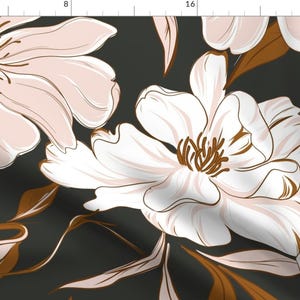 Moody Botanical Fabric - Dark Dahlias by hansonhomesolutions - Pastel Floral Jumbo Scale Blush Pink  Fabric by the Yard by Spoonflower