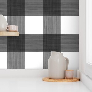 Buffalo Check Wallpaper - Black 6" Buffalo Plaid By Danika Herrick - Custom Printed Removable Self Adhesive Wallpaper Roll by Spoonflower image 7