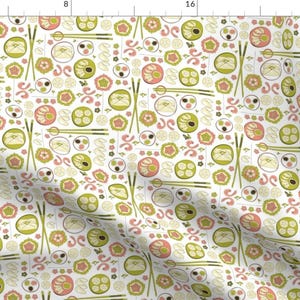 Dim Sum Fabric - Some Dim Sum By Ebygomm - Pink and Green Kawaii Hipster Food Cotton Fabric By The Yard With Spoonflower