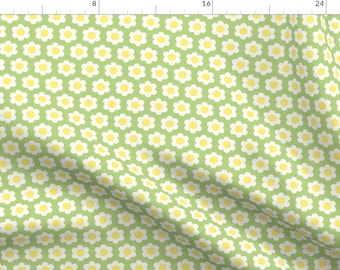 Retro Floral Apparel Fabric - Flower Power Daisy  by mariarein - Groovy Daisies Mid Mod Floral Boho Bohemian Clothing Fabric by Spoonflower