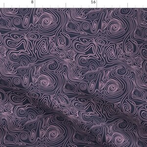 Purple Curvy Lines Fabric - Geocurve 3 Pink By Nataliechristensen - Map Pattern Curvy Lines Cotton Fabric By The Yard With Spoonflower