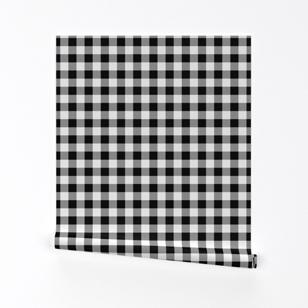 Black and White Gingham Wallpaper Etsy