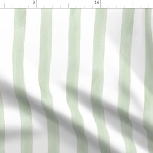Light Sage Stripe Fabric - Green Watercolor Stripes by dailymiracles - Celery Green Simple Minimal Fabric by the Yard by Spoonflower