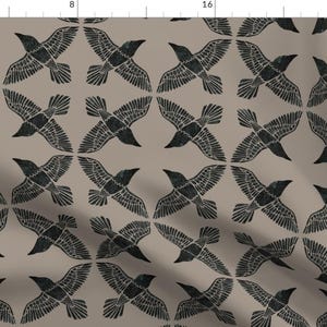 Scandi Ravens Fabric - Ravens by ceciliamok - Nordic Birds Bird Crow Weathered Look Norse Scandinavian Fabric by the Yard by Spoonflower