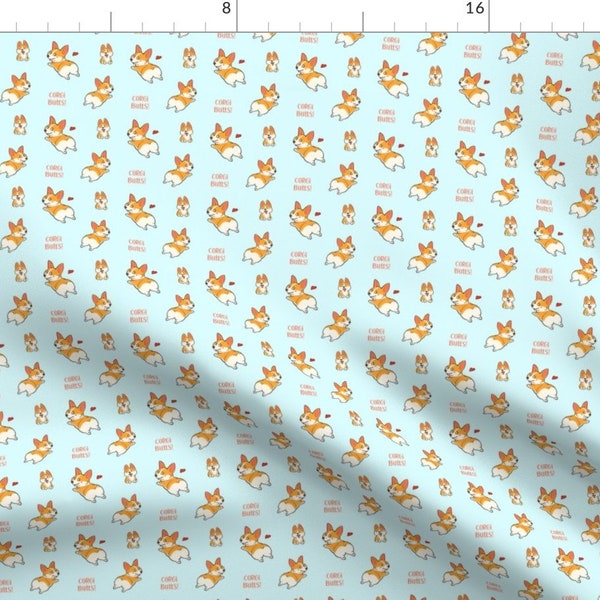 Corgi Love Fabric - Corgi Butts By Silveroakdesign - Cute Corgi Butts Pet Lover Dog Upholstery Cotton Fabric By The Yard With Spoonflower