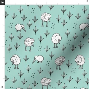 Kiwi Birds Fabric - Cool Kiwi Birds Quirky Animals From New Zealand Mint By Littlesmilemakers - Cotton Fabric By The Yard With Spoonflower image 3