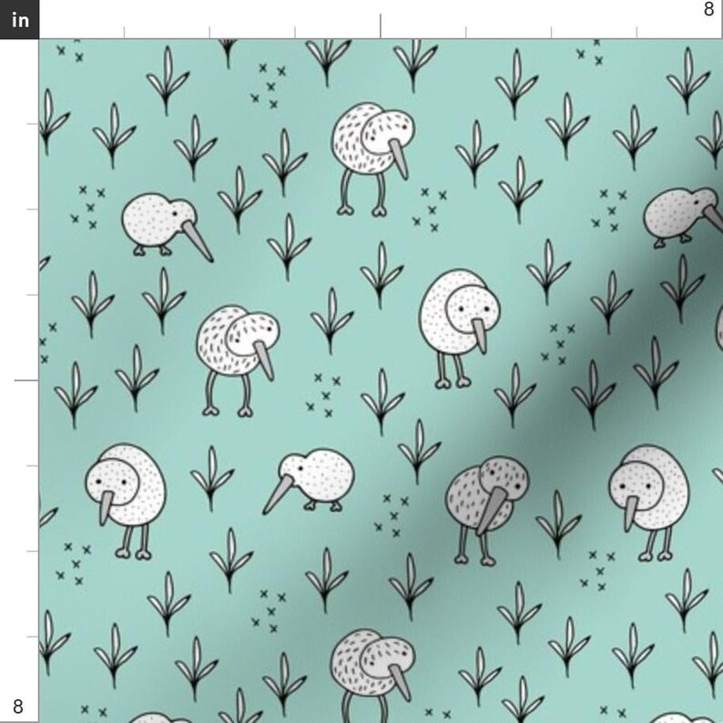 Kiwi Birds Fabric - Cool Kiwi Birds Quirky Animals From New Zealand Mint By Littlesmilemakers - Cotton Fabric By The Yard With Spoonflower image 3