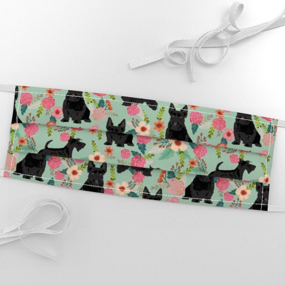 Black Scottie Dog Fabric Scottie Dog Florals Scottish | Etsy