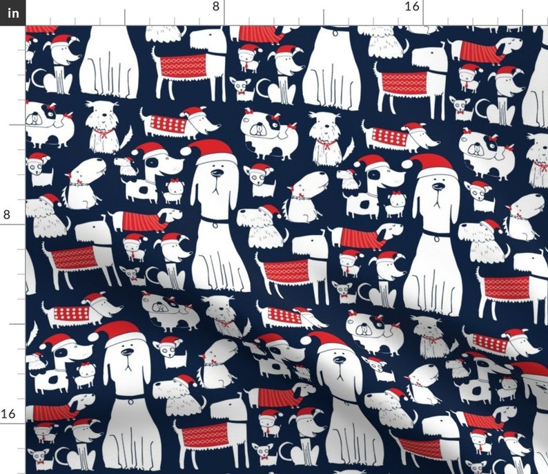 Christmas Fabric Dogs Christmas By Laurawrightstudio Etsy
