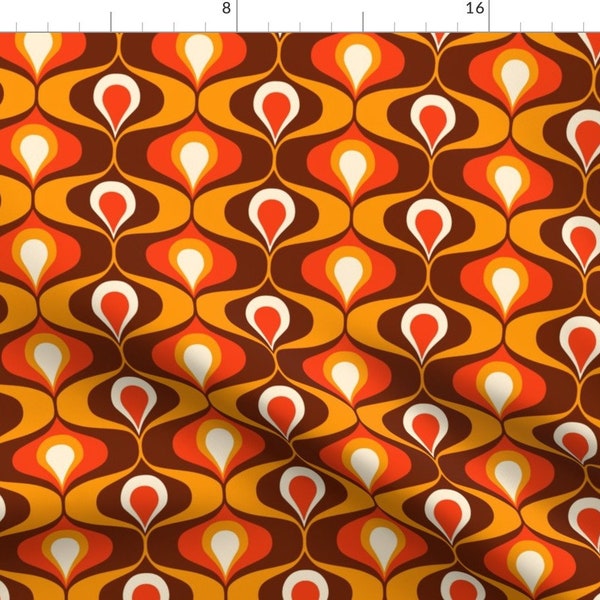 Retro Ogee Fabric - 70s Ogee Ovals by danadudesign - Orange Brown 1960s 1970s Vintage Style Nostalgia  Fabric by the Yard by Spoonflower