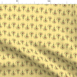1920s Fabric - Clove Pinks - Yellow By Flapperfancies - 1920s Art Deco Pale Yellow Bouquets Cotton Fabric By The Yard With Spoonflower