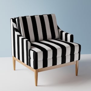 Black And White Upholstery Fabric- 5th Avenue Stripe by yesterdaycollection - Large Stripes Glam Luxe  Fabric By The Yard With Spoonflower