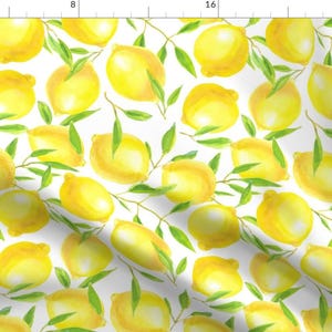 Citrus Yellow Lemon Trees Fruit Fabric - Lemons Pattern Design By Katerina Kirilova - Citrus Cotton Fabric By The Yard With Spoonflower