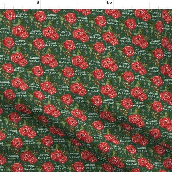 Rude Christmas Fabric - NSFW Small F*ck It All Green Red By Rebelmod - Funny Swear Word Profanity Cotton Fabric By The Yard With Spoonflower