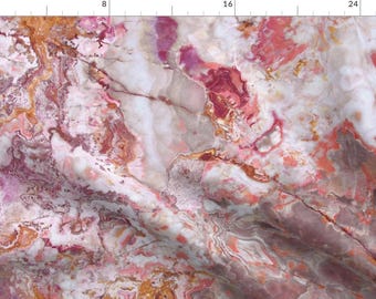 Abstract Pink Marble Fabric - Pink Marble By Delinda Graphic Studio - Stone Rock Marble Abstract Cotton Fabric By The Yard With Spoonflower