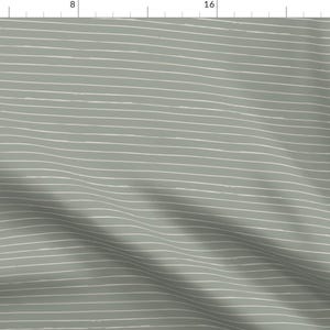 Sage Green Stripes Fabric - Bone Stripes On Sage Green By Erin Kendal - Sage Geometric Stripe Cotton Fabric By The Yard With Spoonflower
