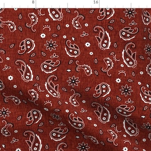 Cowboy Fabric - Western Paisley - Classic By Thecalvarium - Cowboy Paisley Bandana Red Black Cotton Fabric By The Yard With Spoonflower