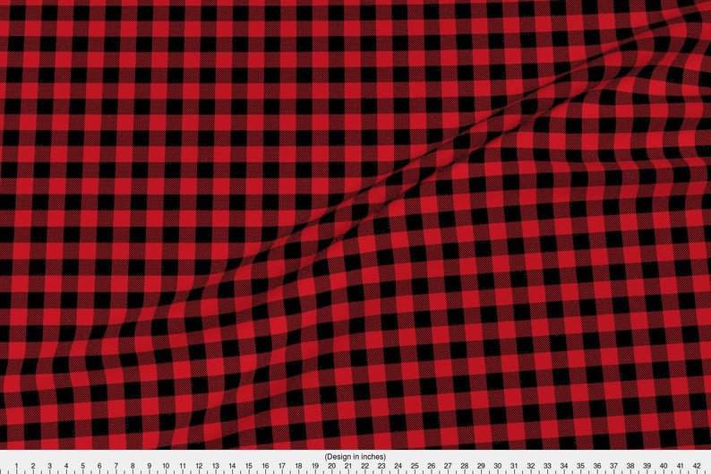 Buffalo Check Plaid Fabric Black Red Image 0 1