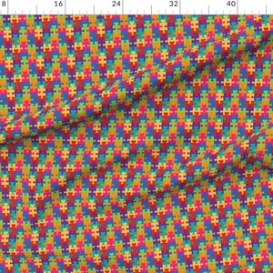 Autism Fabric - Puzzle Hearts By Designedbygeeks - Autism Rainbow Puzzle Cause Charity Cotton Fabric By The Yard With Spoonflower image 2