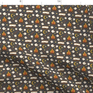 Happy Camper Smores Fabric - Happy Camper Smores By Jaymehennel - Smores Campfire Camping Food Cotton Fabric By The Yard With Spoonflower