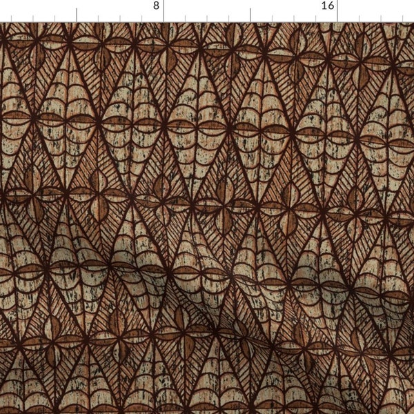 Tiki Fabric - Tongan Tapa 1c By Muhlenkott - Tiki Hawaiian Mudcloth Tropical Summer Home Decor Cotton Fabric By The Yard With Spoonflower