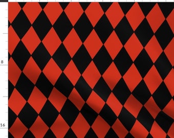 Harlequin Fabric - Harlequin Diamonds ~ Black And Red By Peacoquettedesigns - Harlequin Cotton Fabric By The Yard With Spoonflower