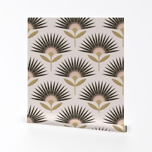 Art Deco Wallpaper - Neutral Geometric By Garabateo - Blush Gray Floral Geo Glam Chic Removable Self Adhesive Wallpaper Roll by Spoonflower