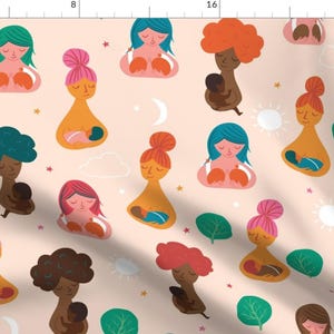 Breastfeeding Fabric - Breastmates, Breastfeeding Cabbages By Rosalindmaroneyillustration - Breastfeeding Mothers Fabric With Spoonflower