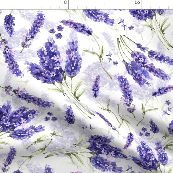 France Purple Floral Fabric - 18" Lavender Lavender Double Layer By Utart - France Flowers Cotton Fabric By The Yard With Spoonflower