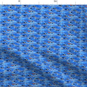 Swim Team Fabric - Swimming Laps By Eileenmckenna - Swim Team Water Pool Swimmers Sports Blue Cotton Fabric By The Yard With Spoonflower