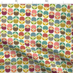 Woodland Hedgehog Fabric - Hedgehogs Flowers By Gaiamarfurt - Mod Woodlad Hedgehog Cotton Fabric By The Yard With Spoonflower