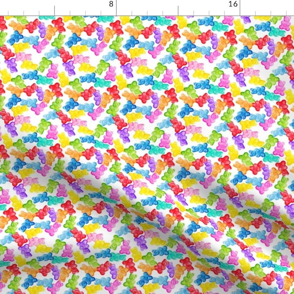 Rainbow Bears Fabric - Gummy Bears By Littlearrowdesign - Rainbow White Candy Kids Sweets Treats Cotton Fabric By The Yard With Spoonflower