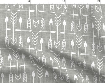 Arrow Fabric - Archery Silver By Littlerhodydesign - Grey and White Arrow Home Decor Cotton Fabric By The Yard With Spoonflower
