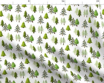 Forest Fabric - Pine Tree Forest - Woodland Trees Small Scale By Gingerlous - Forest Trees Green Cotton Fabric By The Yard With Spoonflower