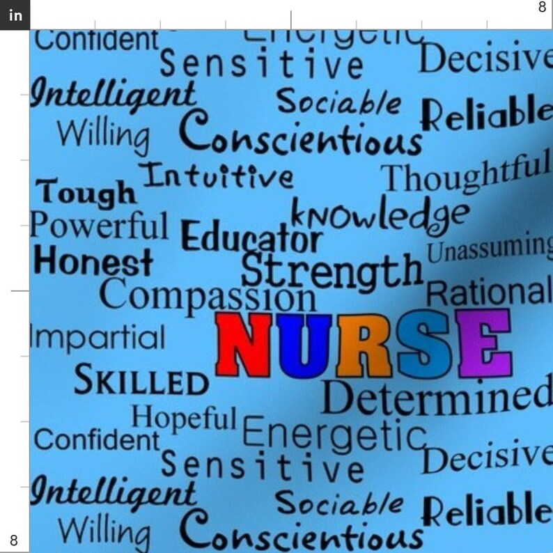 Nursing Fabric Nurse Describing Words Ed by Hot4tees Etsy