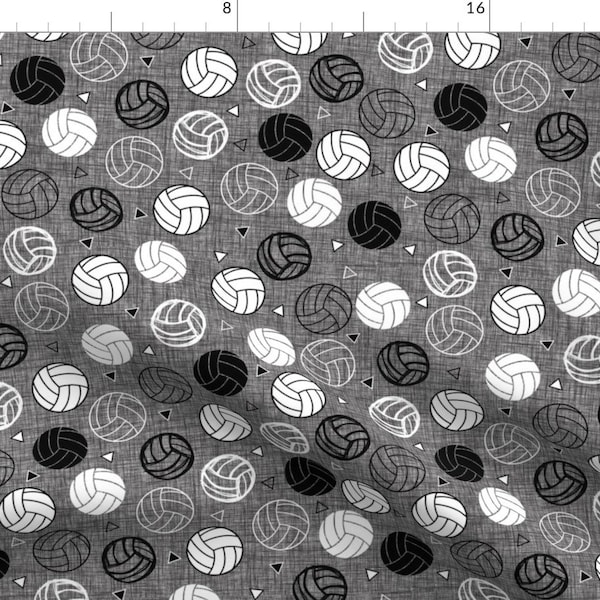 Volleyball Fabric - Volleyball Triangles By Twodreamsshop - Gray Black White Sports Athletic Cotton Fabric By The Yard With Spoonflower