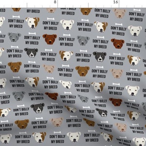 Staffy Fabric - Staffordshire Terrier Bully Psa Dog Breed Fabric Grey By Petfriendly - Dog Cotton Fabric By The Yard With Spoonflower