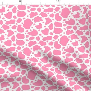 Cow Print Fabric - Pink Cow Blobs By Amy G - Pink White Kids Farm Animals Trending Baby Nursery Cotton Fabric By The Yard With Spoonflower