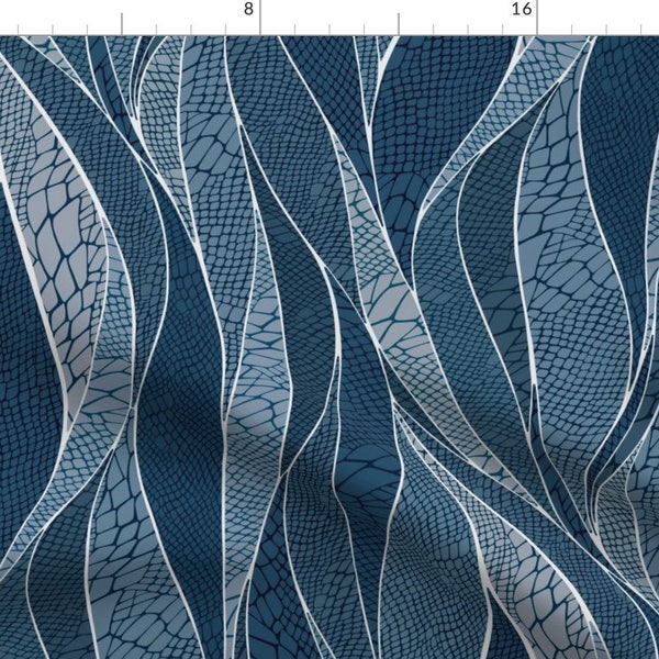 Blue Fabric - Abstract Ocean Snake Skin by crest_and_clover_ -  Water Abstract Animals Waves Ocean Fabric by the Yard by Spoonflower